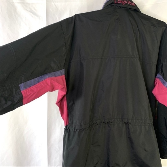 COLUMBIA SPORTWEAR Y2K BLACK JACKET MULTICOLOUR RAIN COAT HOODIE UNISEX MEDIUM - Picture 11 of 15